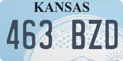 KS license plate 463BZD