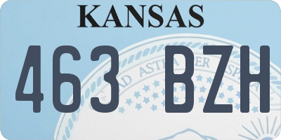 KS license plate 463BZH