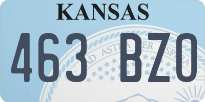 KS license plate 463BZO