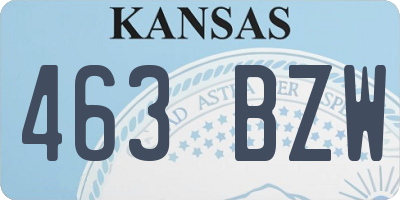 KS license plate 463BZW