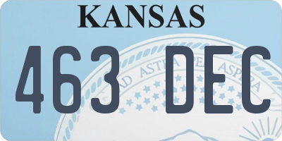 KS license plate 463DEC