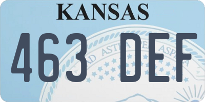 KS license plate 463DEF