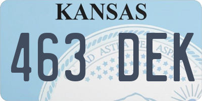 KS license plate 463DEK