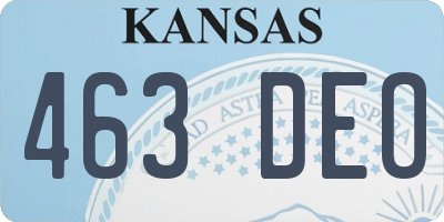 KS license plate 463DEO