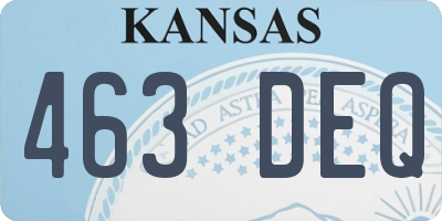 KS license plate 463DEQ