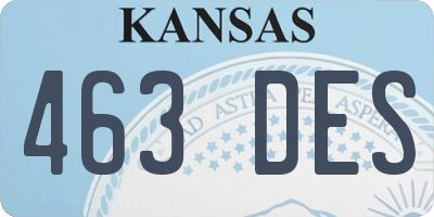 KS license plate 463DES