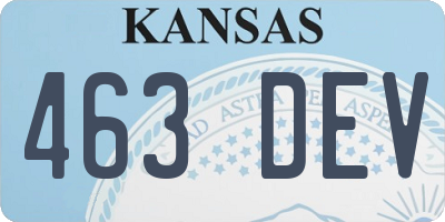KS license plate 463DEV