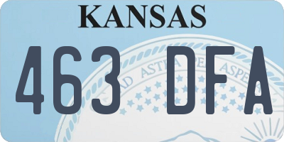 KS license plate 463DFA