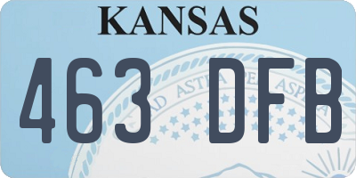 KS license plate 463DFB