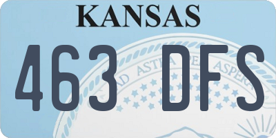 KS license plate 463DFS