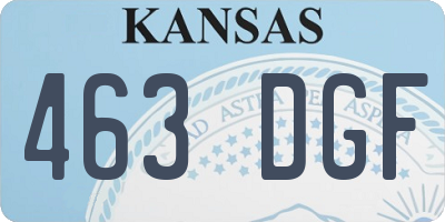 KS license plate 463DGF