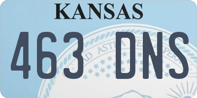 KS license plate 463DNS