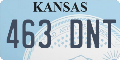 KS license plate 463DNT