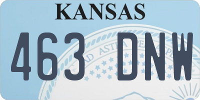 KS license plate 463DNW