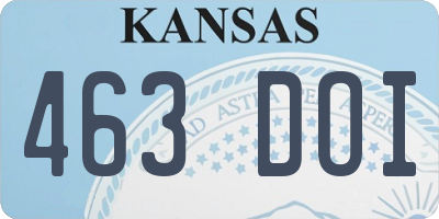 KS license plate 463DOI