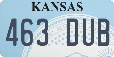 KS license plate 463DUB