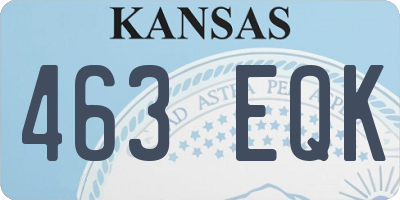 KS license plate 463EQK