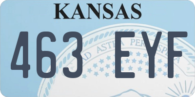 KS license plate 463EYF