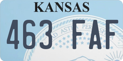 KS license plate 463FAF