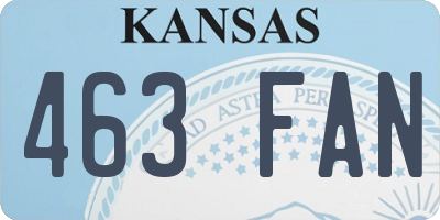 KS license plate 463FAN
