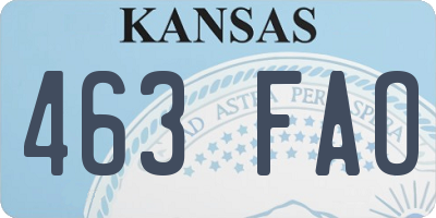 KS license plate 463FAO