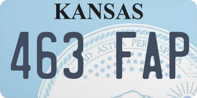 KS license plate 463FAP