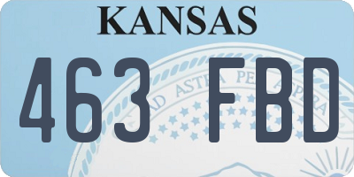 KS license plate 463FBD