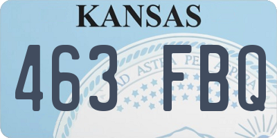 KS license plate 463FBQ
