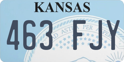 KS license plate 463FJY