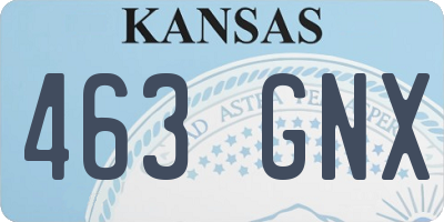 KS license plate 463GNX