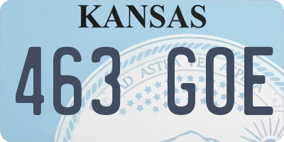 KS license plate 463GOE
