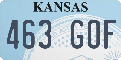 KS license plate 463GOF