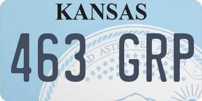 KS license plate 463GRP