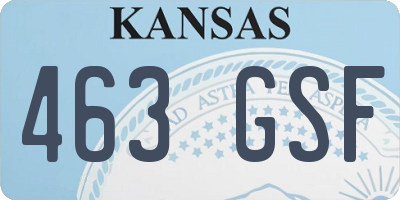 KS license plate 463GSF