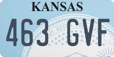 KS license plate 463GVF