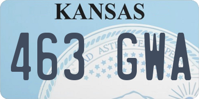 KS license plate 463GWA