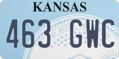 KS license plate 463GWC