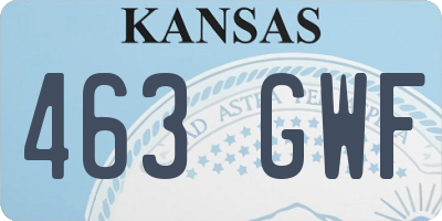 KS license plate 463GWF