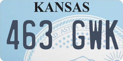 KS license plate 463GWK