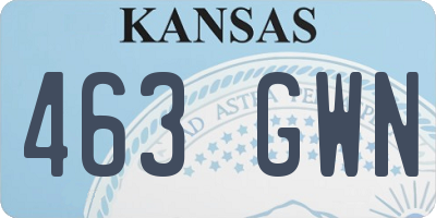KS license plate 463GWN
