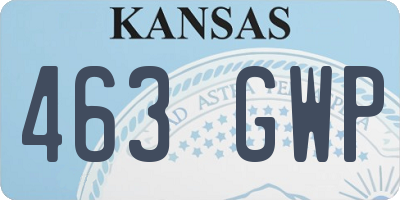 KS license plate 463GWP