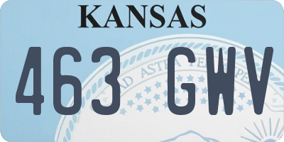 KS license plate 463GWV