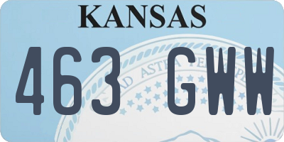 KS license plate 463GWW