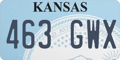 KS license plate 463GWX