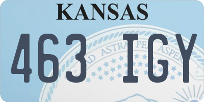 KS license plate 463IGY