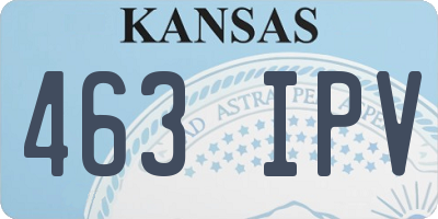 KS license plate 463IPV