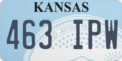 KS license plate 463IPW