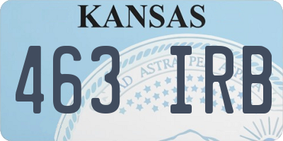 KS license plate 463IRB