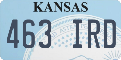 KS license plate 463IRD