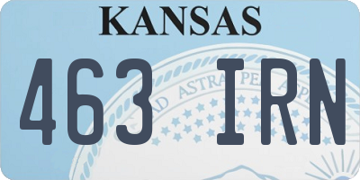 KS license plate 463IRN